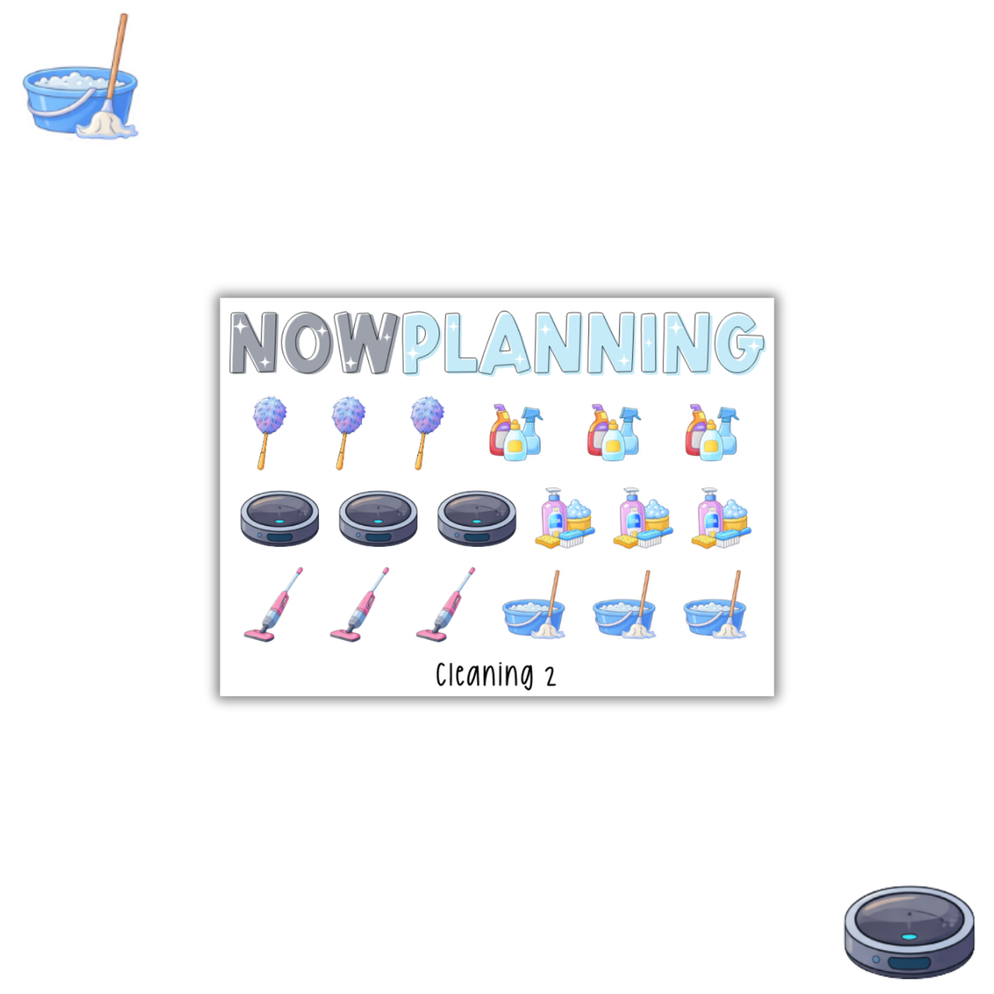 Mini Cleaning Icons Sticker Sheet | Journal Stickers, Planner Stickers, Scrapbook Stickers