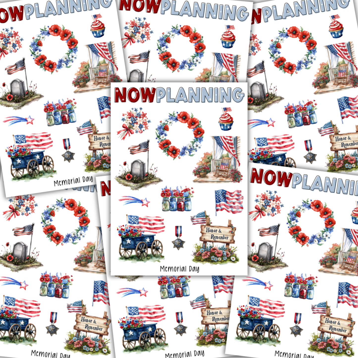 Memorial Day Sticker Sheet  |  Bullet Journal Stickers, Planner Stickers, Scrapbook Stickers