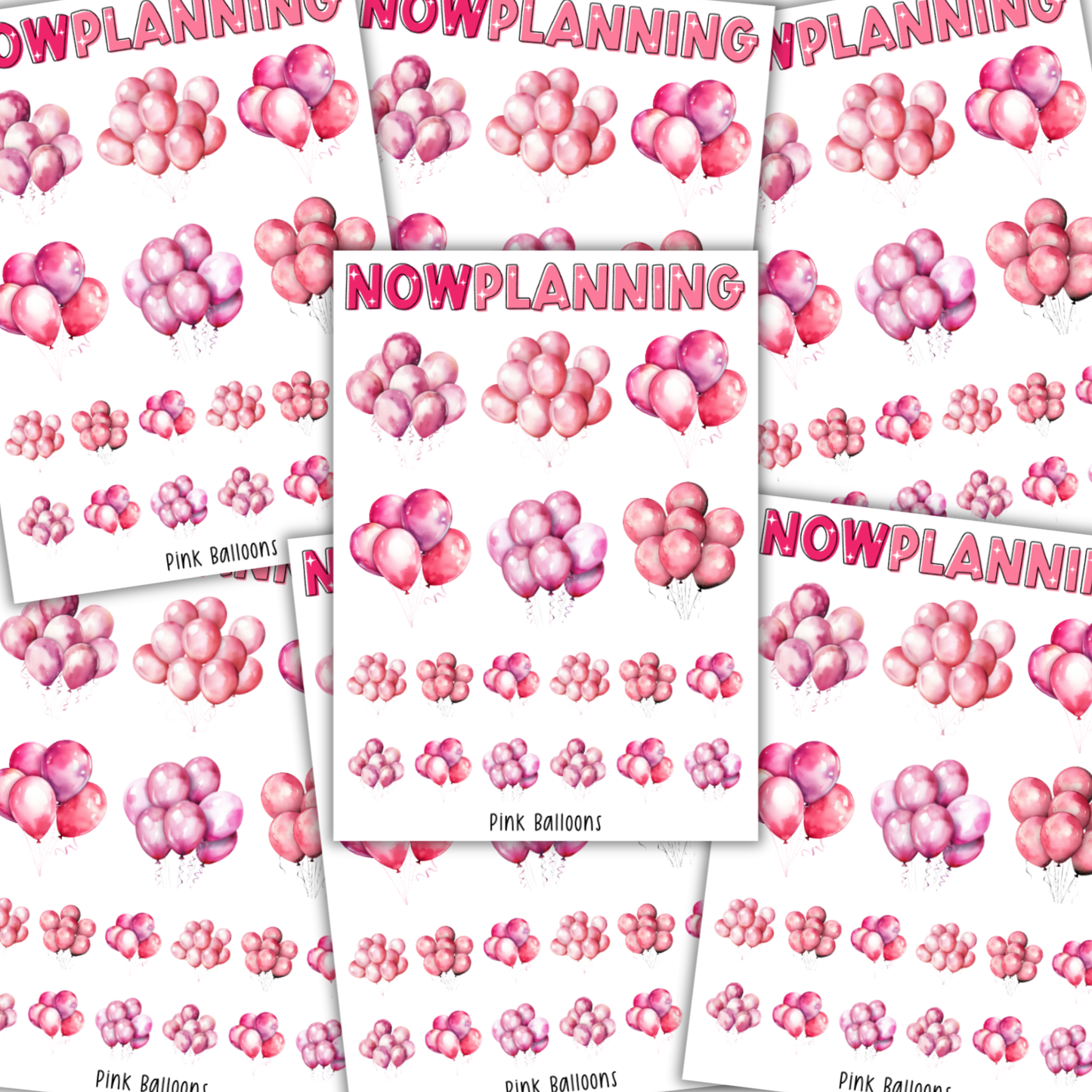 Balloons Sticker Sheet |  Birthday Stickers |  Journal Stickers, Planner Stickers, Scrapbook Stickers