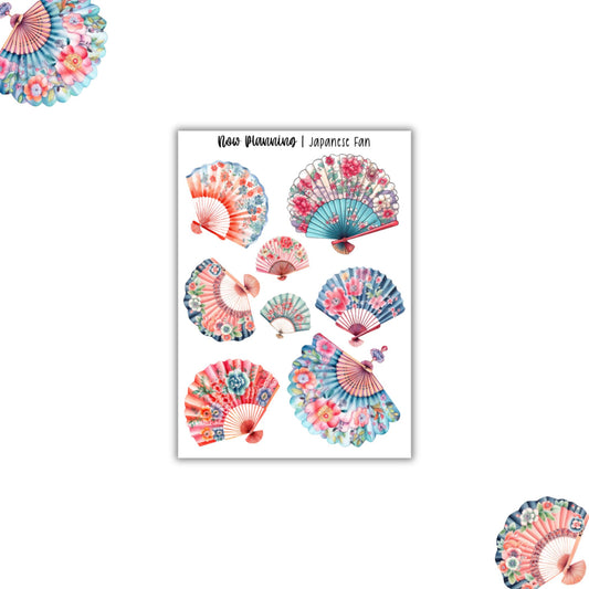 Japanese Fan Sticker Sheet |  Spring Stickers | Journal Stickers, Planner Stickers, Scrapbook Stickers