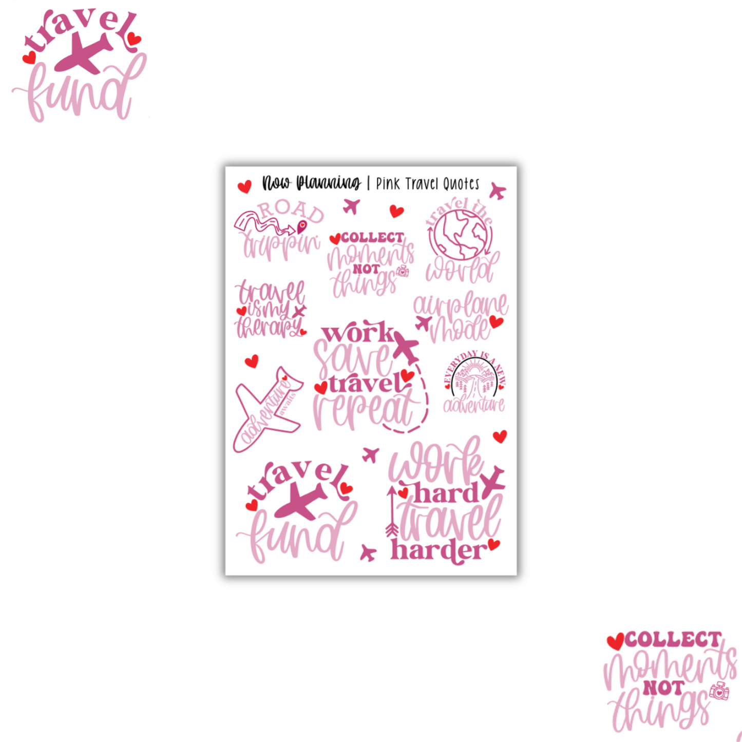 Travel Quotes Sticker Sheet |  Journal Stickers, Planner Stickers, Scrapbook Stickers