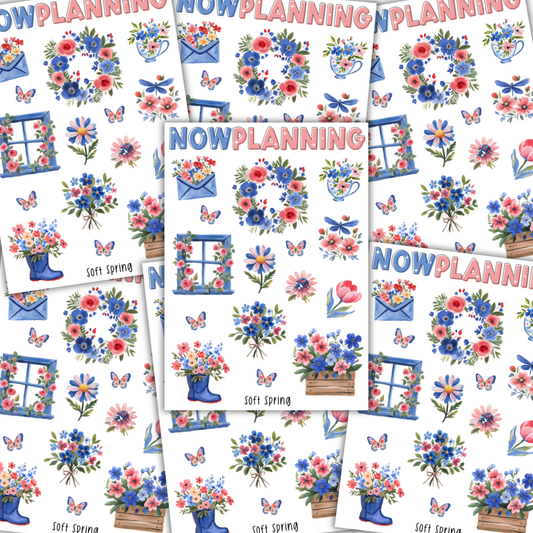 Soft Spring Sticker Sheet |  Reading Stickers | Journal Stickers, Planner Stickers, Scrapbook Stickers