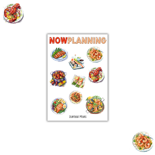 Seafood Meals Sticker Sheet  |  Bullet Journal Stickers, Planner Stickers, Scrapbook Stickers