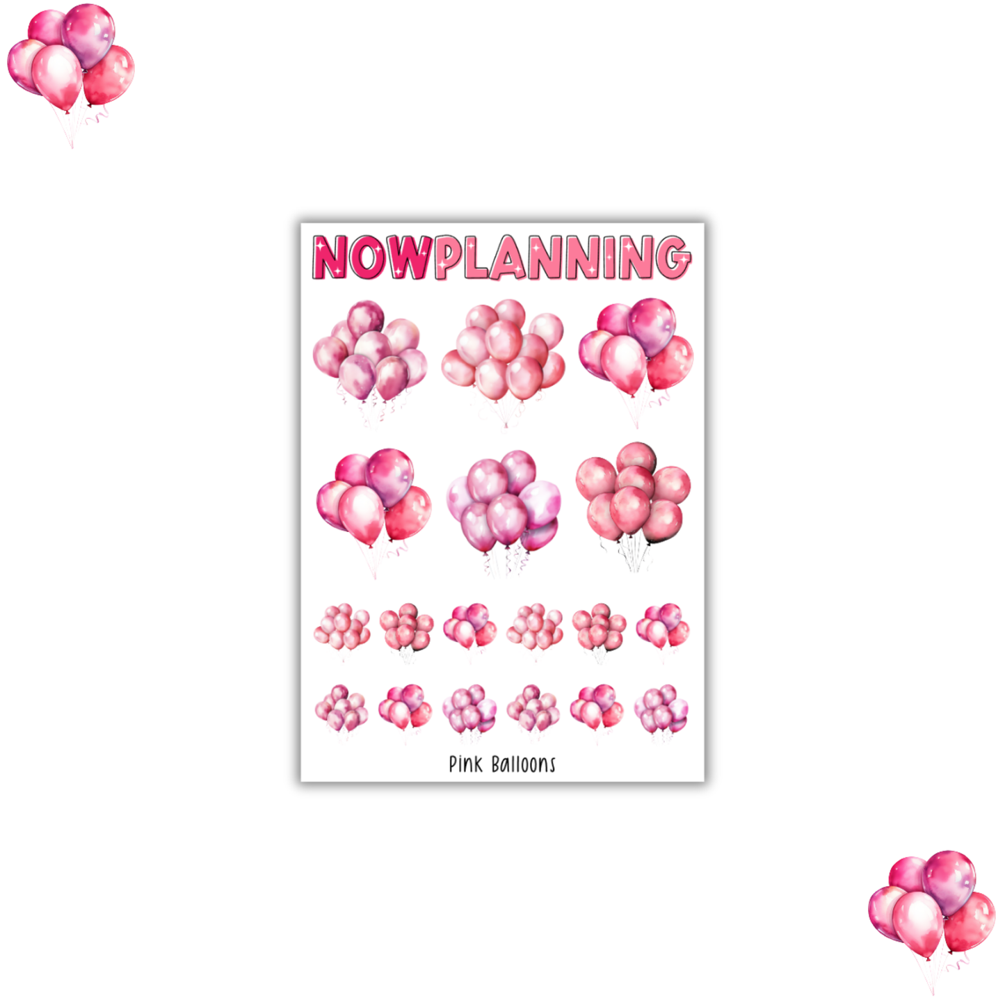 Balloons Sticker Sheet |  Birthday Stickers |  Journal Stickers, Planner Stickers, Scrapbook Stickers