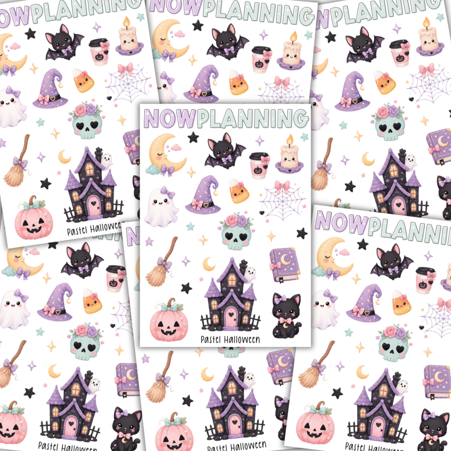Pastel Halloween Sticker Sheet |  Halloween Planner Stickers | Cute Spooky Season Sticker Sheet