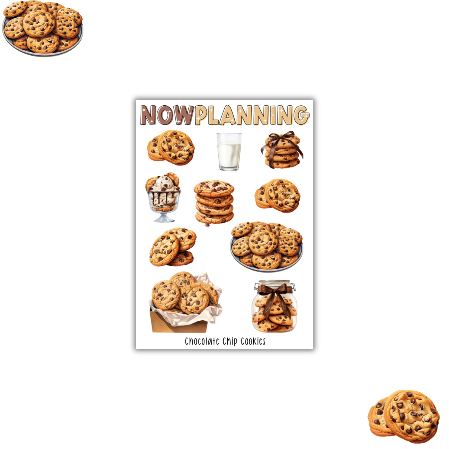 Chocolate Chip Cookies Sticker Sheet  |  Bullet Journal Stickers, Planner Stickers, Scrapbook Stickers