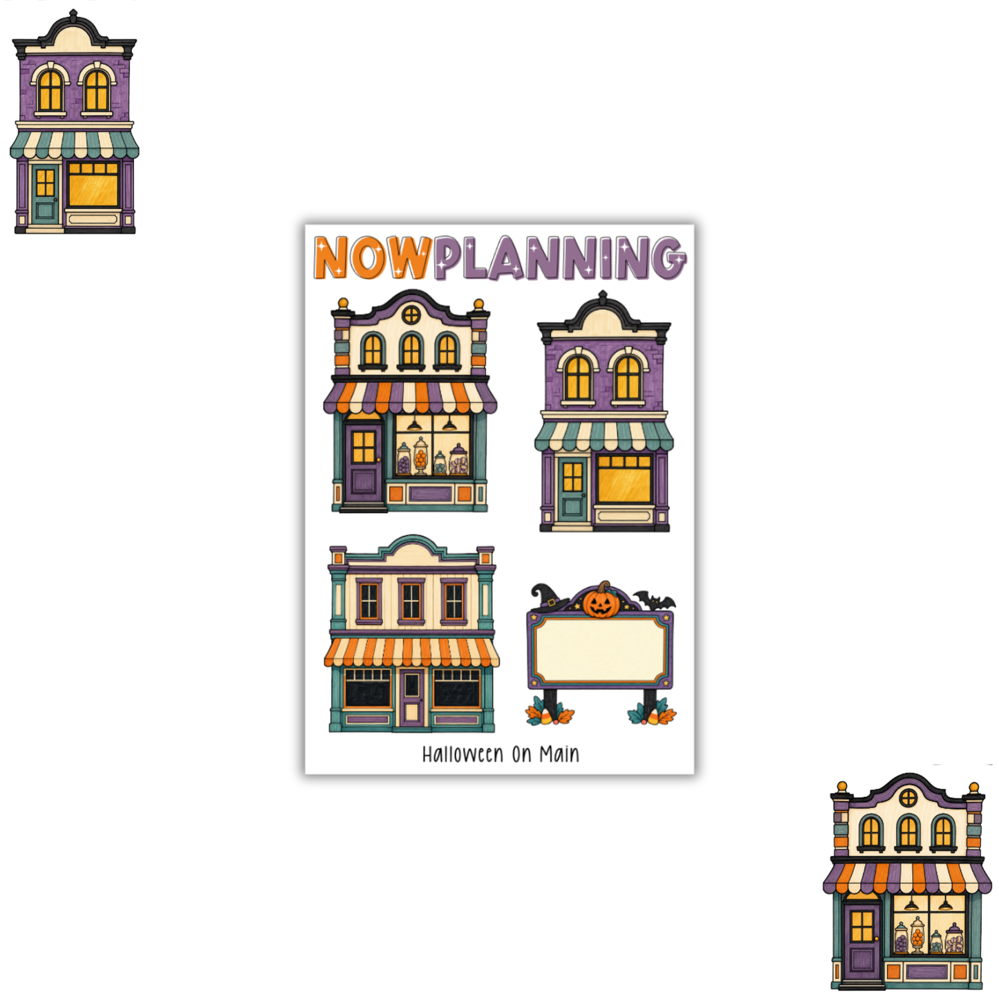 Halloween On Main Sticker Sheet |  Halloween Planner Stickers | Cute Spooky Season Sticker Sheet