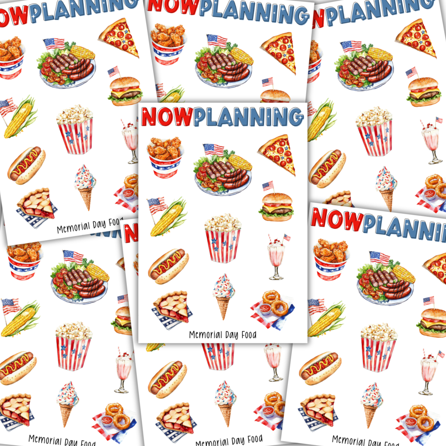 Memorial Day Food Sticker Sheet  |  Bullet Journal Stickers, Planner Stickers, Scrapbook Stickers
