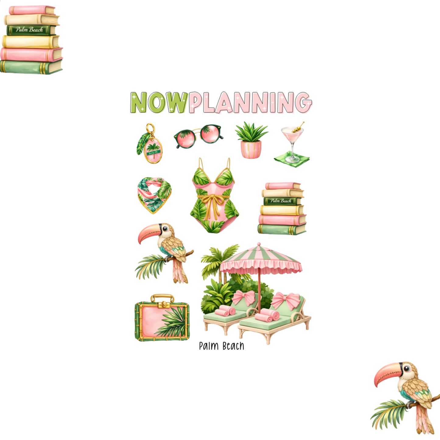 Palm Beach Sticker Sheet  |  Bullet Journal Stickers, Planner Stickers, Scrapbook Stickers