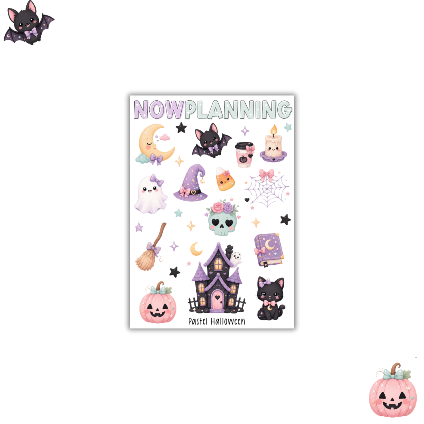 Pastel Halloween Sticker Sheet |  Halloween Planner Stickers | Cute Spooky Season Sticker Sheet