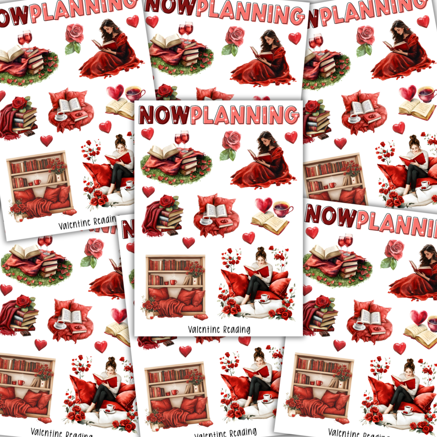 Valentine Reading Sticker Sheet | Valentine's Day Stickers |  Journal Stickers, Planner Stickers, Scrapbook Stickers