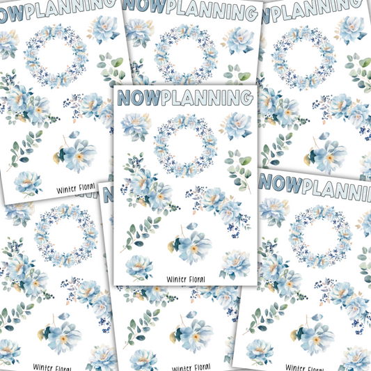 Winter Floral Sticker Sheet |  Journal Stickers, Planner Stickers, Scrapbook Stickers