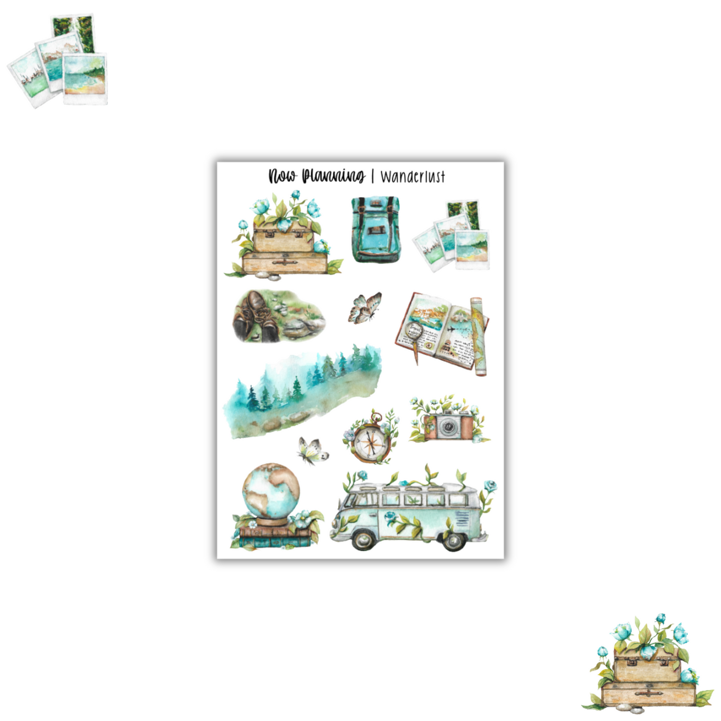 Wanderlust Sticker Sheet |  Journal Stickers, Planner Stickers, Scrapbook Stickers