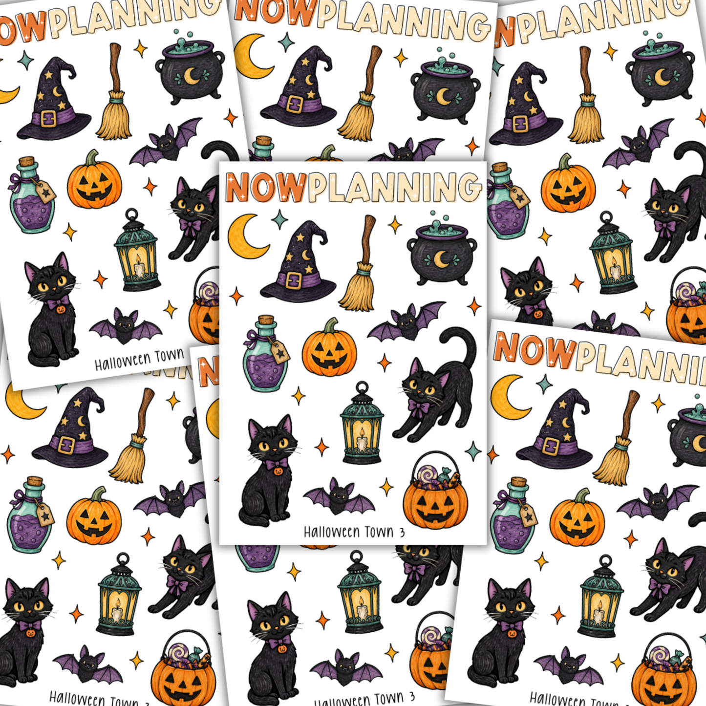 Halloween Town 3 Sticker Sheet |  Halloween Planner Stickers | Cute Spooky Season Sticker Sheet