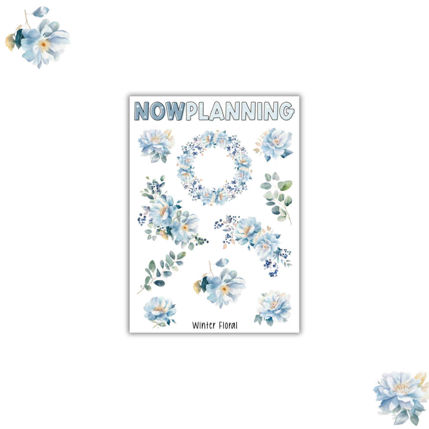 Winter Floral Sticker Sheet |  Journal Stickers, Planner Stickers, Scrapbook Stickers