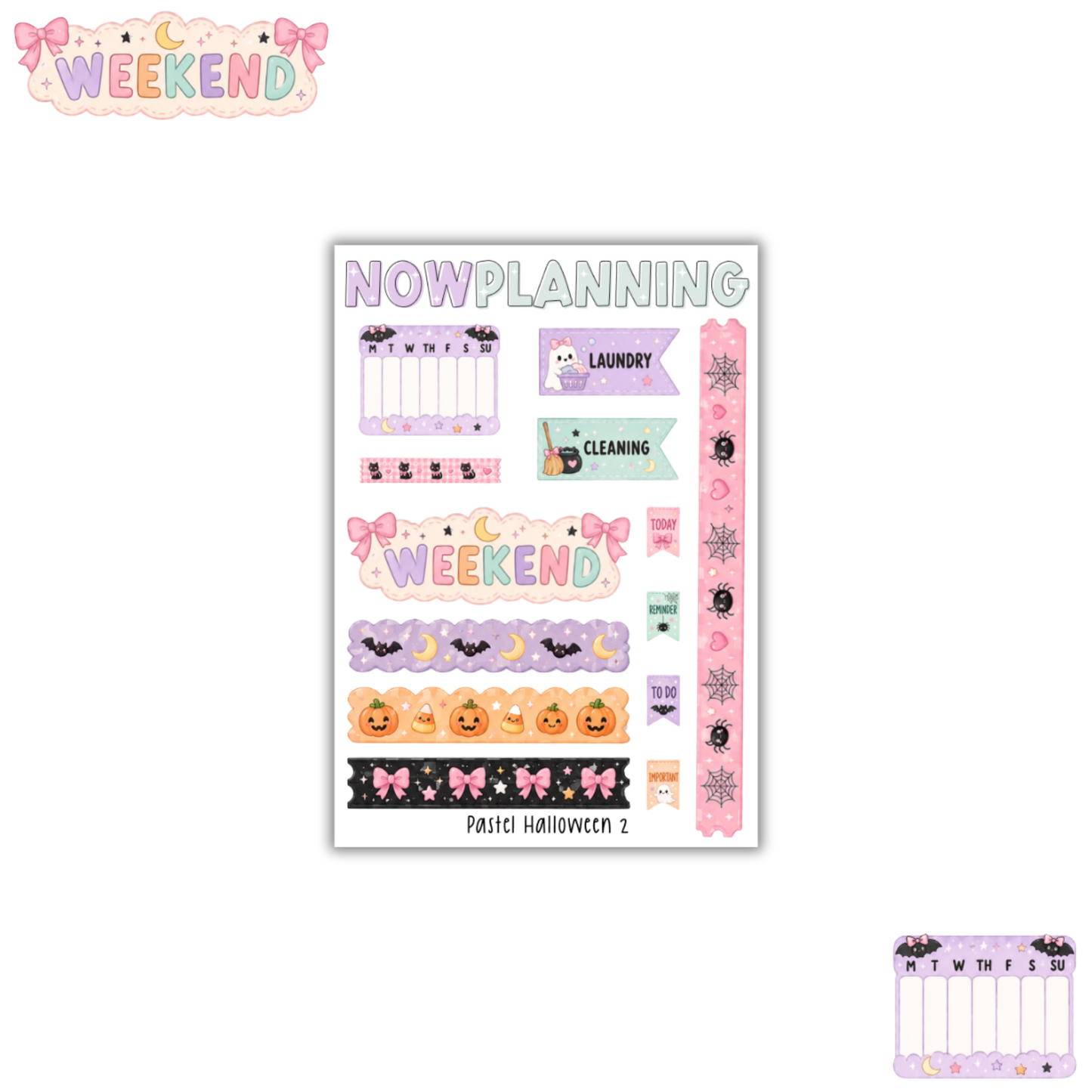 Pastel Halloween 2 Sticker Sheet |  Halloween Planner Stickers | Cute Spooky Season Sticker Sheet