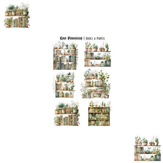 Books & Plants Sticker Sheet |  Book Reading Stickers | Journal Stickers, Planner Stickers, Scrapbook Stickers