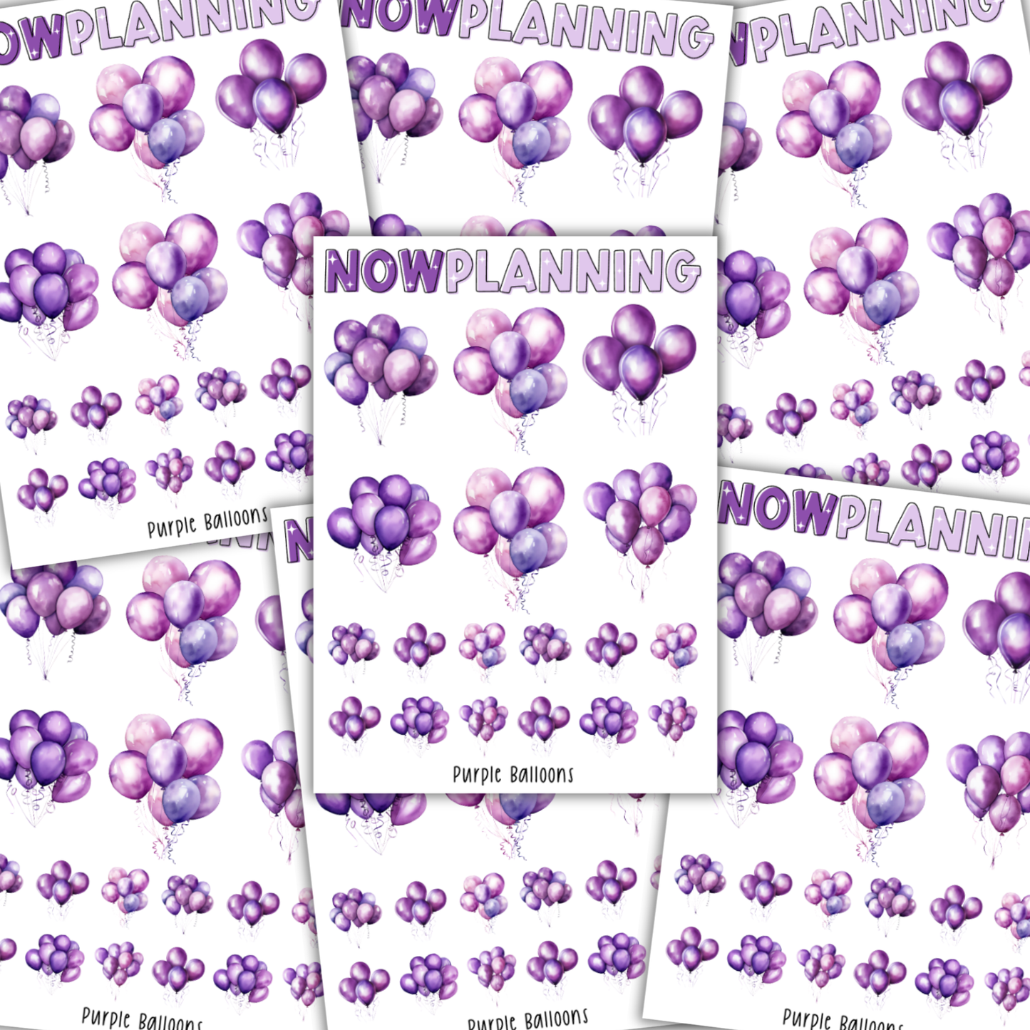 Balloons Sticker Sheet |  Birthday Stickers |  Journal Stickers, Planner Stickers, Scrapbook Stickers