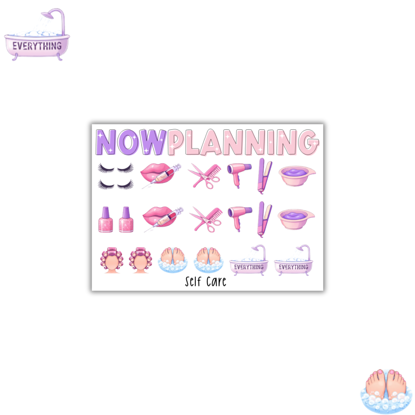 Mini Self Care Icons Sticker Sheet | Journal Stickers, Planner Stickers, Scrapbook Stickers