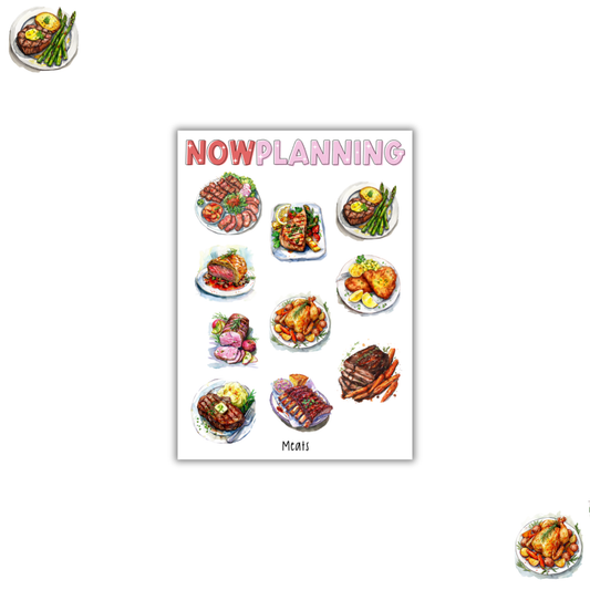 Meats Sticker Sheet  |  Bullet Journal Stickers, Planner Stickers, Scrapbook Stickers