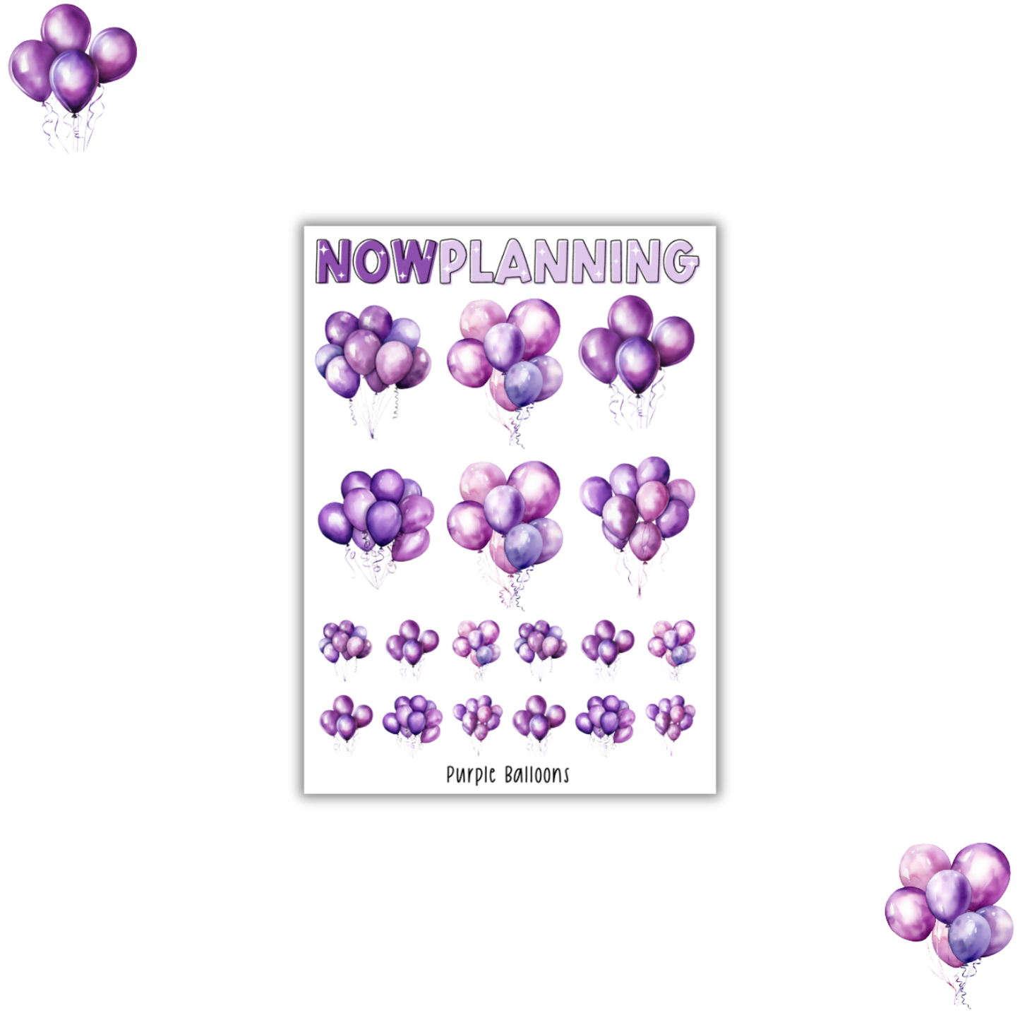 Balloons Sticker Sheet |  Birthday Stickers |  Journal Stickers, Planner Stickers, Scrapbook Stickers
