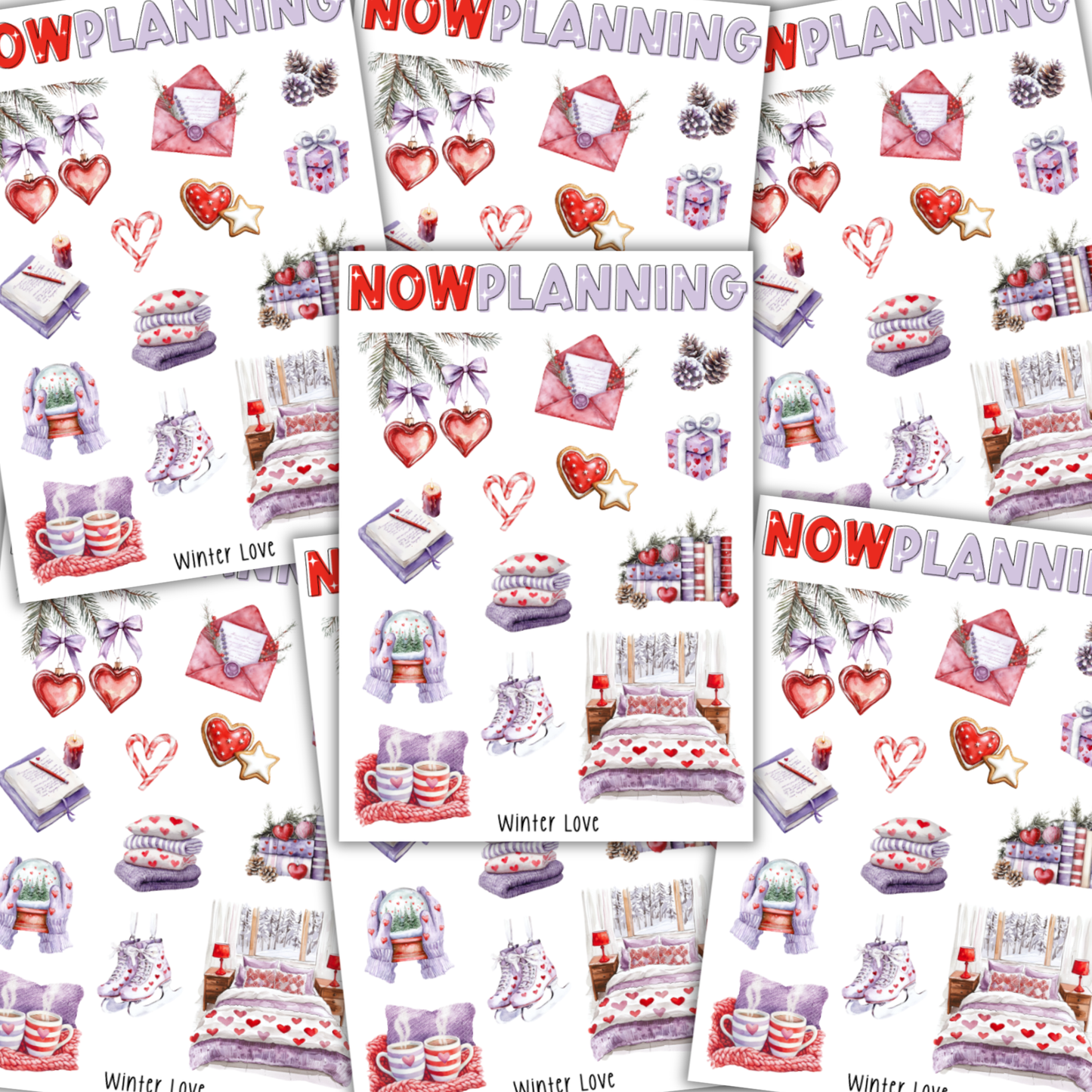 Winter Love Sticker Sheet | Valentine's Day Stickers |  Journal Stickers, Planner Stickers, Scrapbook Stickers