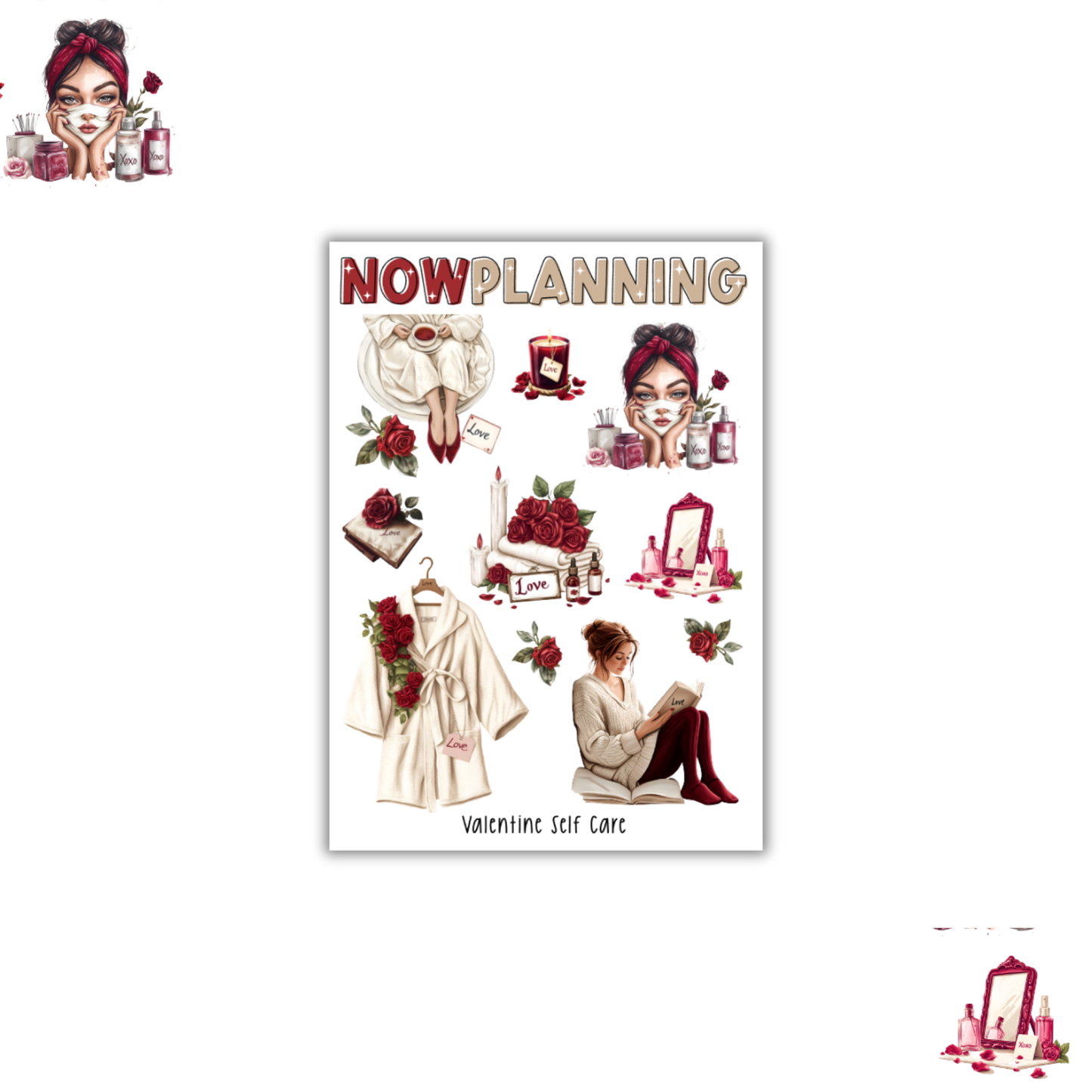 Valentine Self Care Sticker Sheet | Valentine's Day Stickers |  Journal Stickers, Planner Stickers, Scrapbook Stickers