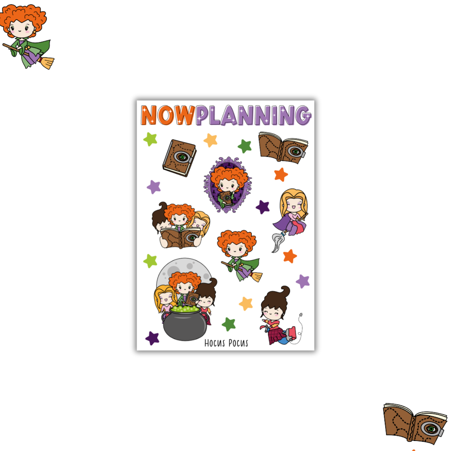 Hocus Pocus Sticker Sheet |  Halloween Planner Stickers | Cute Spooky Season Sticker Sheet