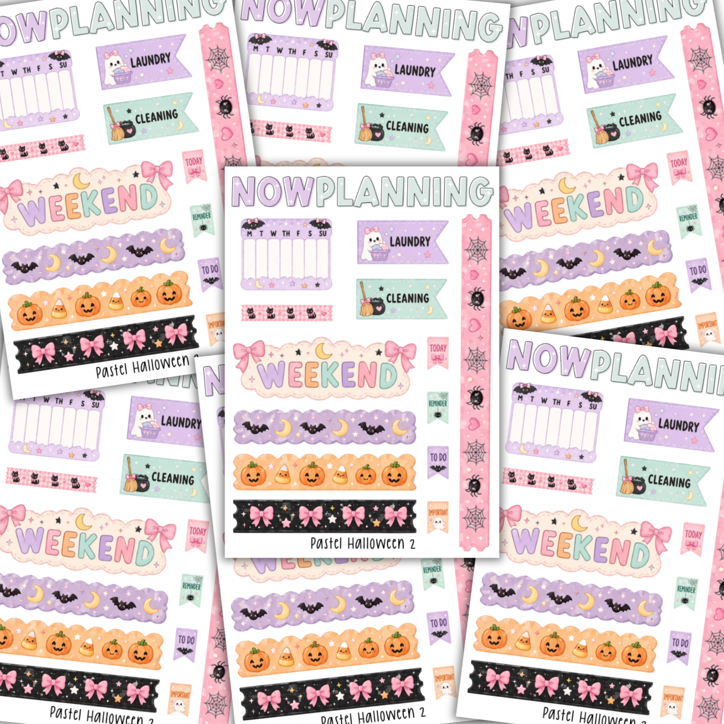 Pastel Halloween 2 Sticker Sheet |  Halloween Planner Stickers | Cute Spooky Season Sticker Sheet
