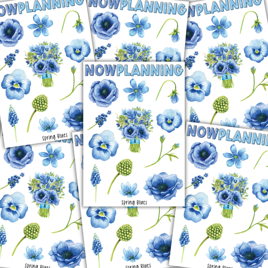 Spring Blues Sticker Sheet  |  Bullet Journal Stickers, Planner Stickers, Scrapbook Stickers
