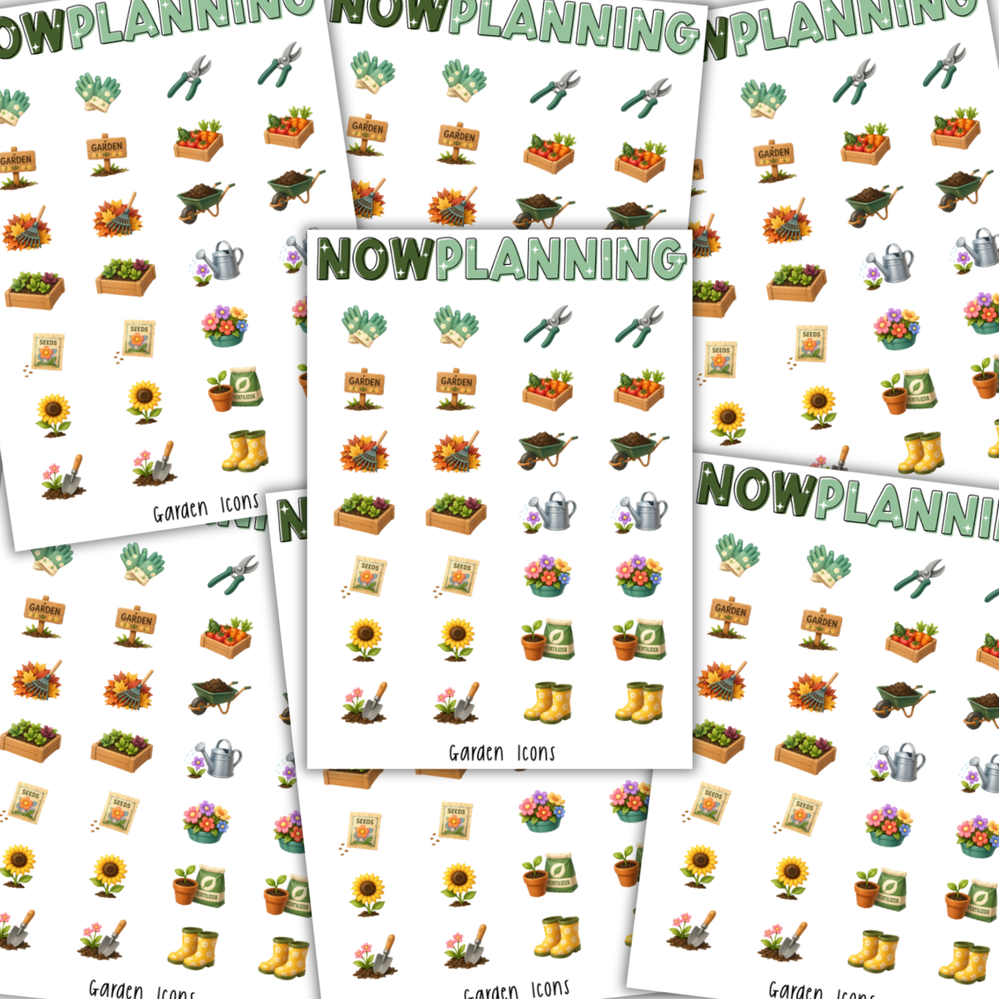 Garden Icons Sticker Sheet  |  Bullet Journal Stickers, Planner Stickers, Scrapbook Stickers