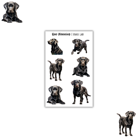 Black Lab Sticker Sheet |  Pet Stickers |  Journal Stickers, Planner Stickers, Scrapbook Stickers