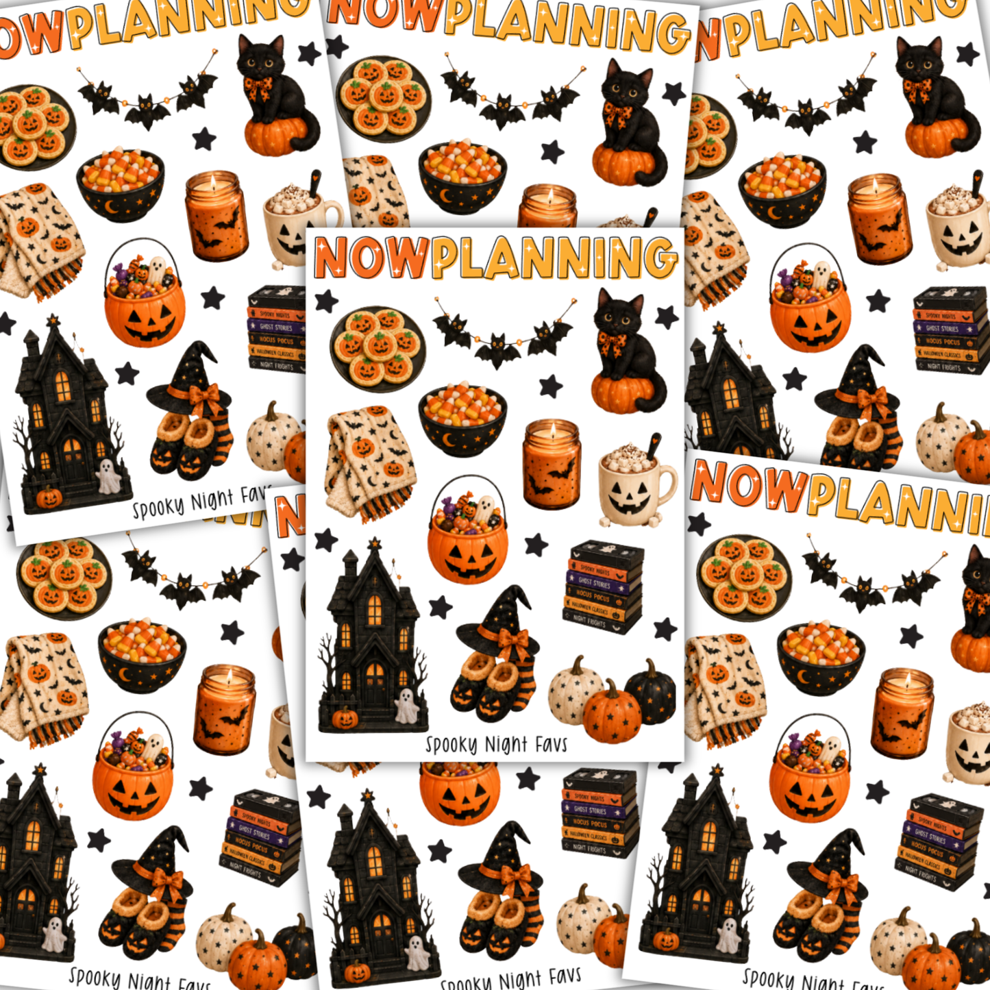Spooky Night Favs Sticker Sheet |  Halloween Planner Stickers | Cute Spooky Season Sticker Sheet