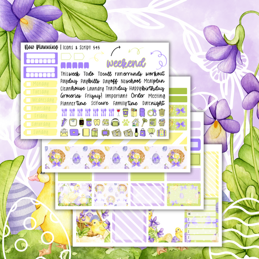 Spring Ducks Weekly Planner Kit 545 | Easter Planner Stickers | Vertical Weekly Planner Kit