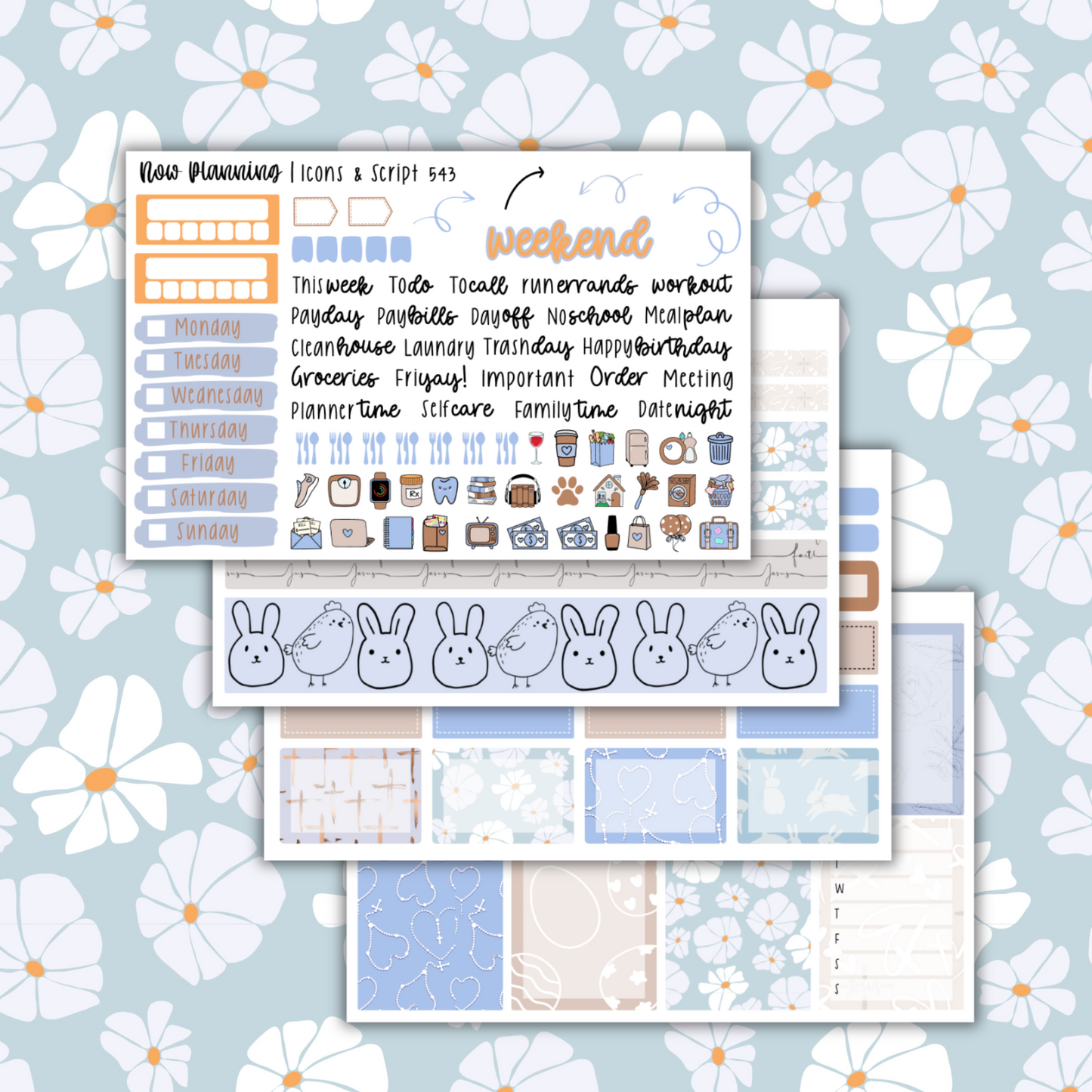 Easter Blessing Weekly Planner Kit 543 | Easter Planner Stickers | Vertical Weekly Planner Kit