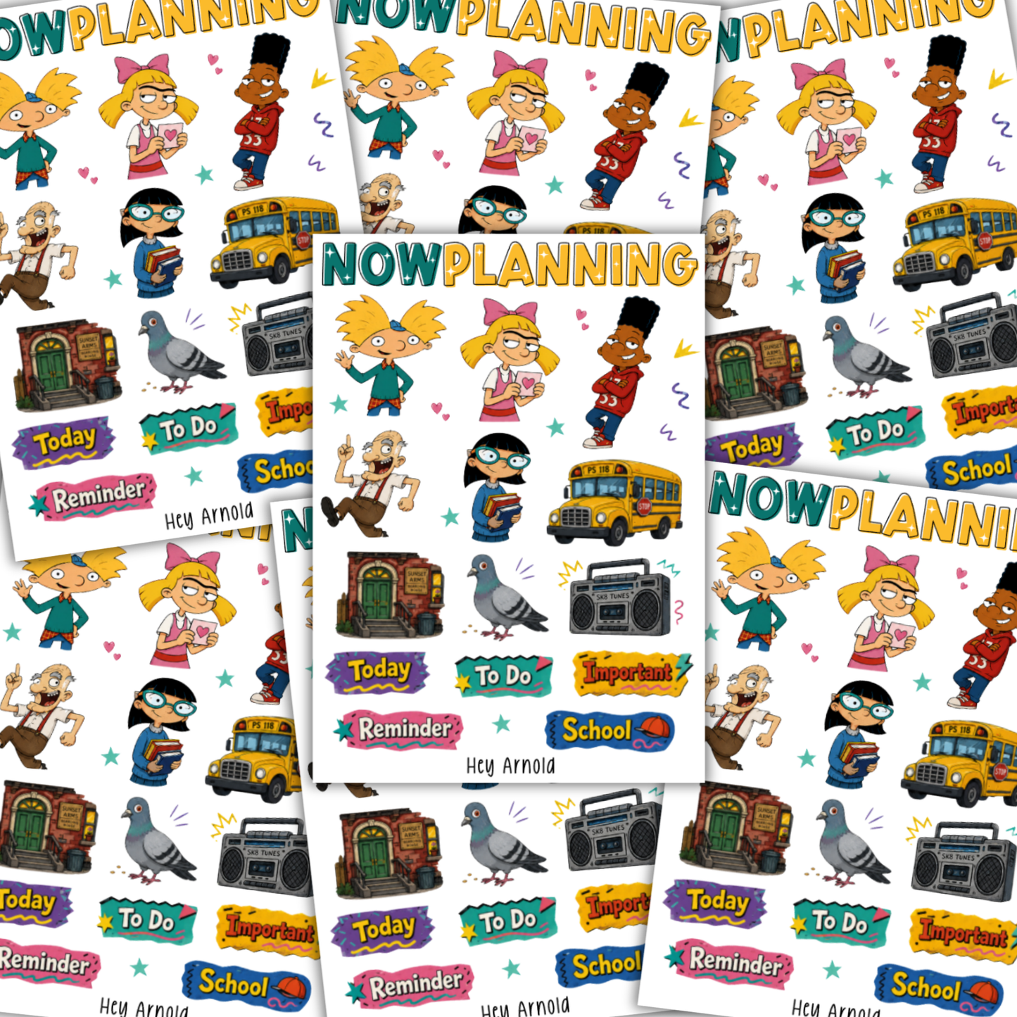 Hey Arnold Sticker Sheet  |  Bullet Journal Stickers, Planner Stickers, Scrapbook Stickers