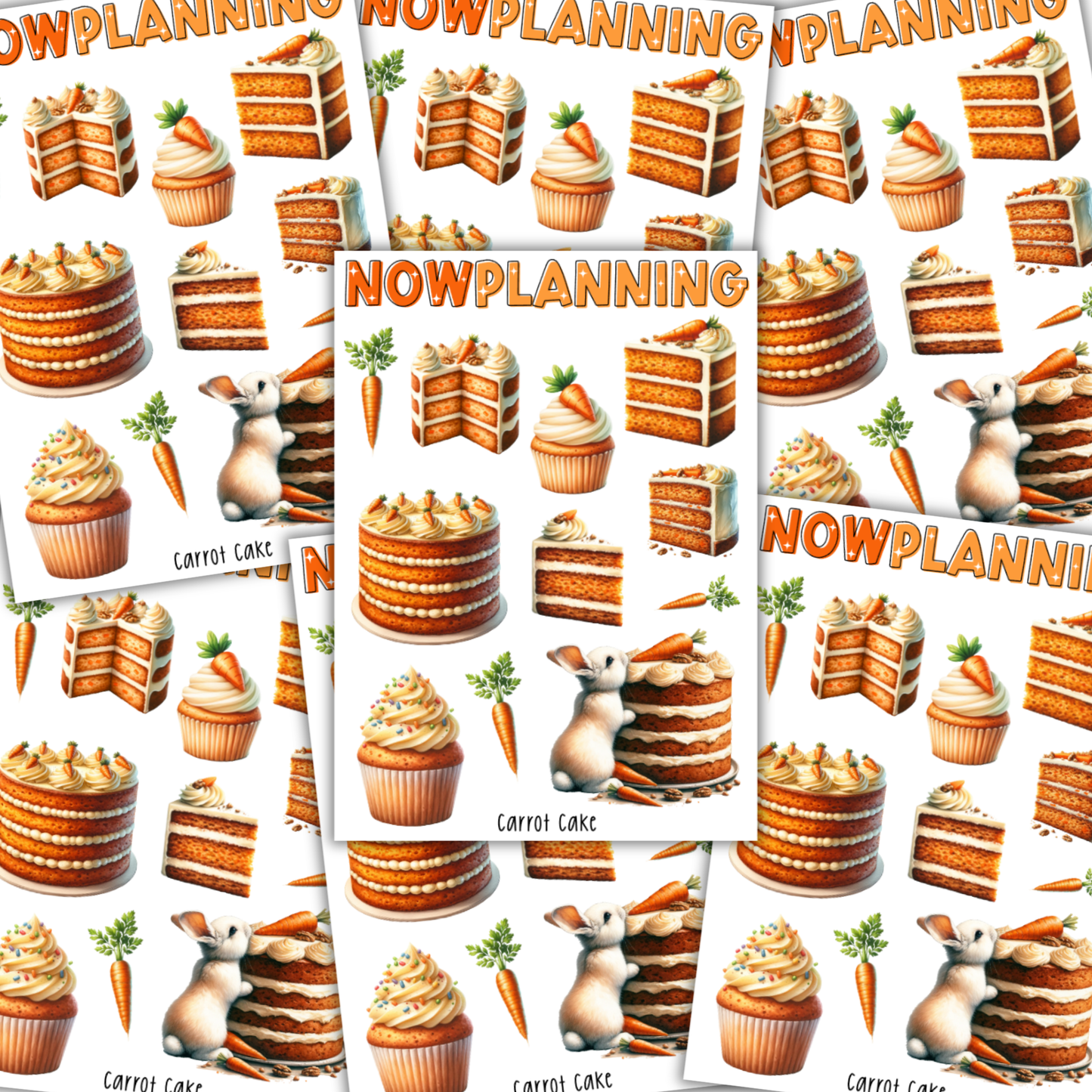 Carrot Cake Sticker Sheet  |  Bullet Journal Stickers, Planner Stickers, Scrapbook Stickers