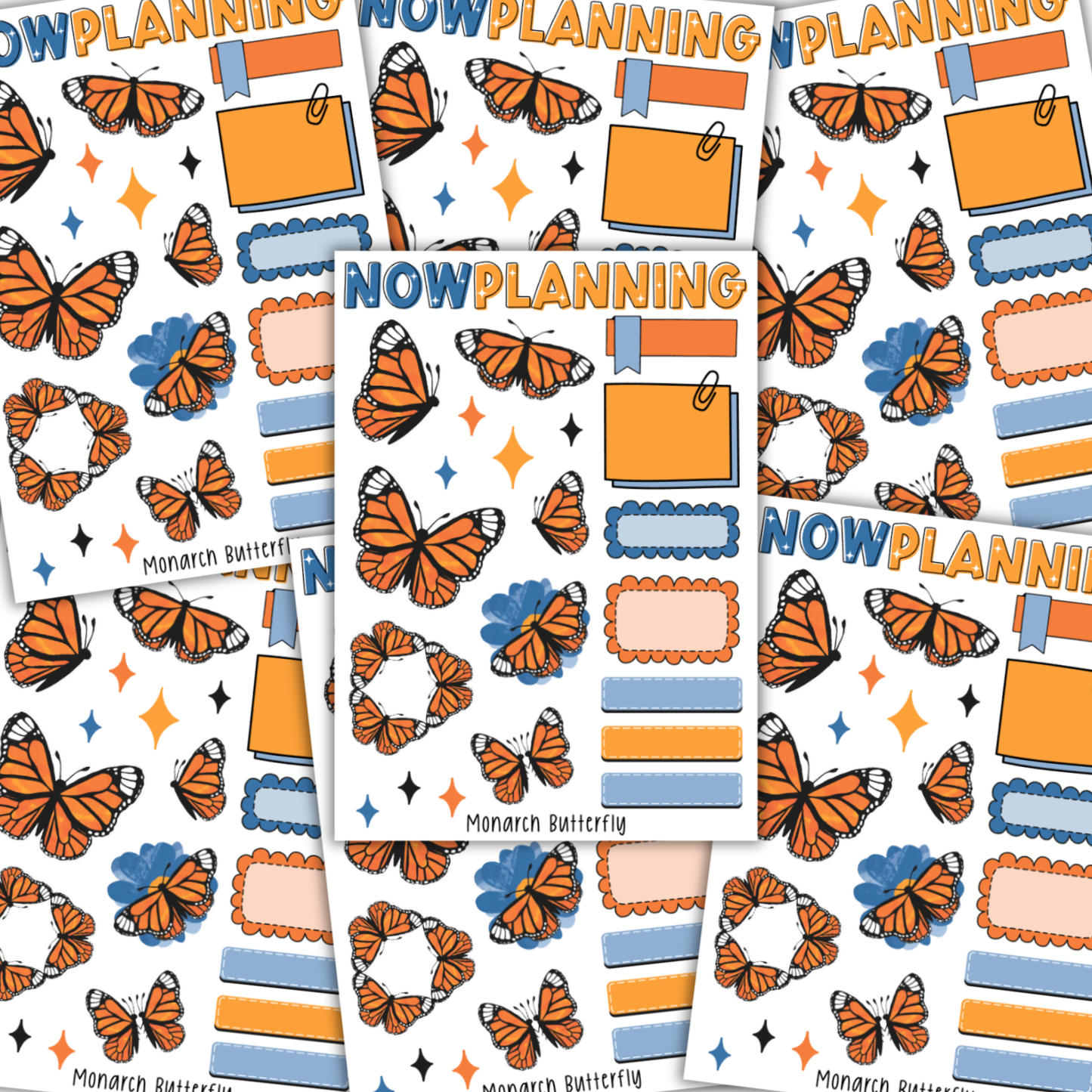 Monarch Butterfly Sticker Sheet  |  Bullet Journal Stickers, Planner Stickers, Scrapbook Stickers