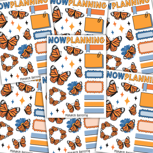 Monarch Butterfly Sticker Sheet  |  Bullet Journal Stickers, Planner Stickers, Scrapbook Stickers