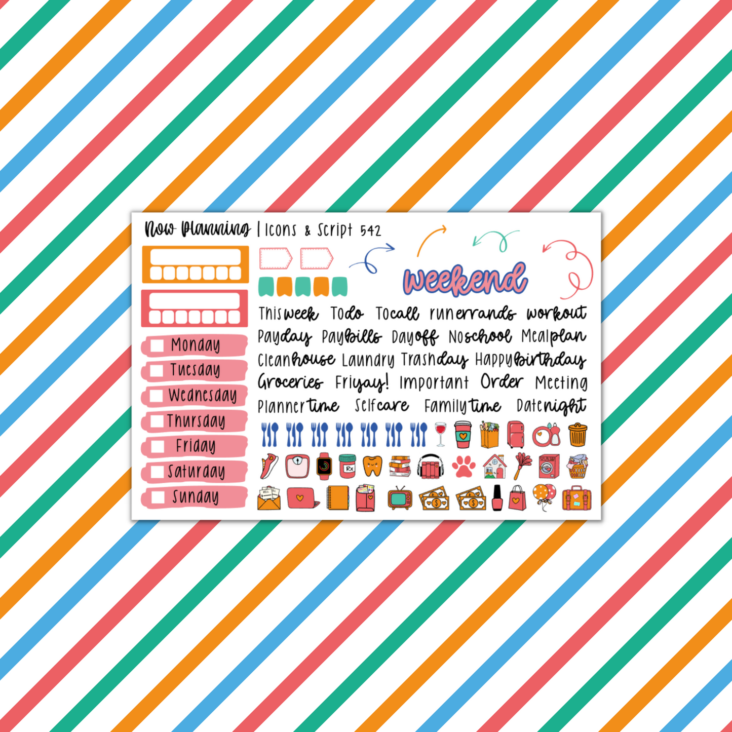 Spring Weekly Planner Kit 542 | Planner Stickers | Vertical Weekly Planner Kit
