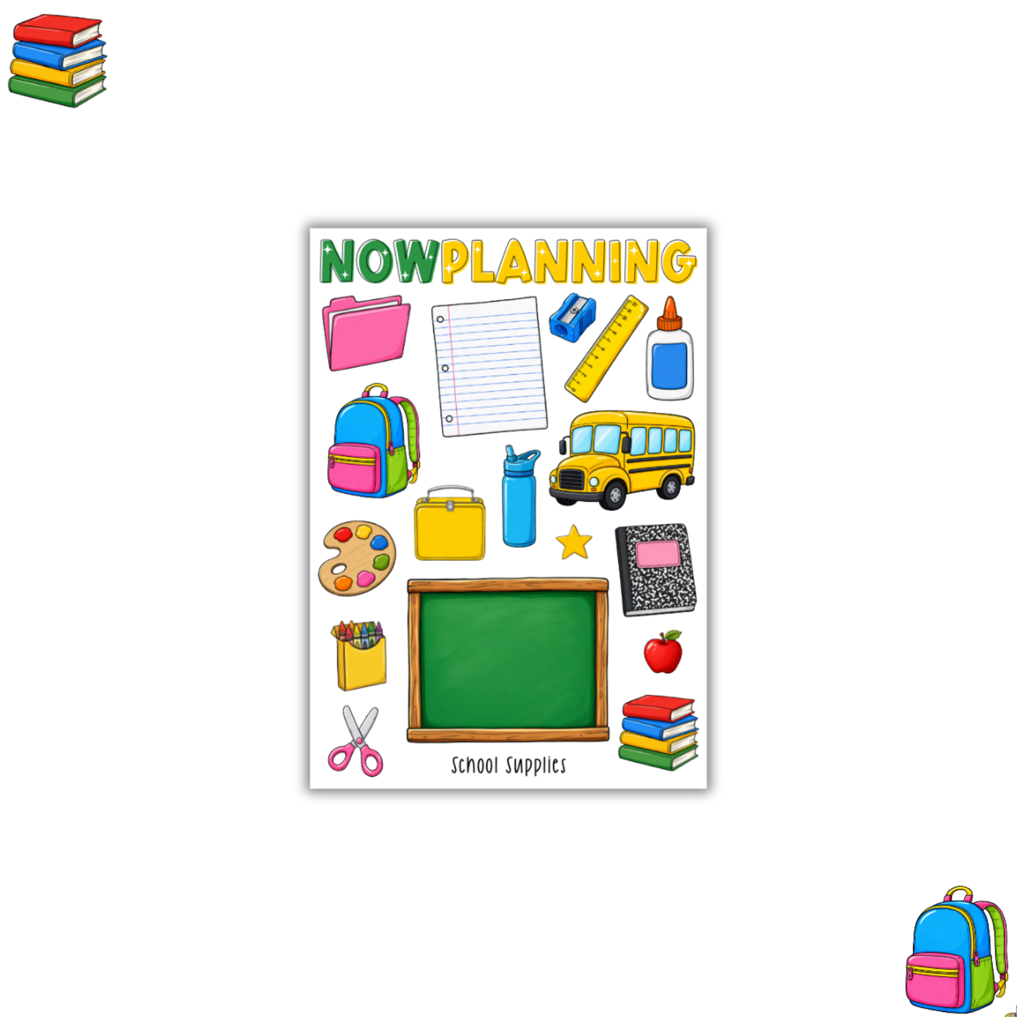School Supplies Sticker Sheet  |  Bullet Journal Stickers, Planner Stickers, Scrapbook Stickers