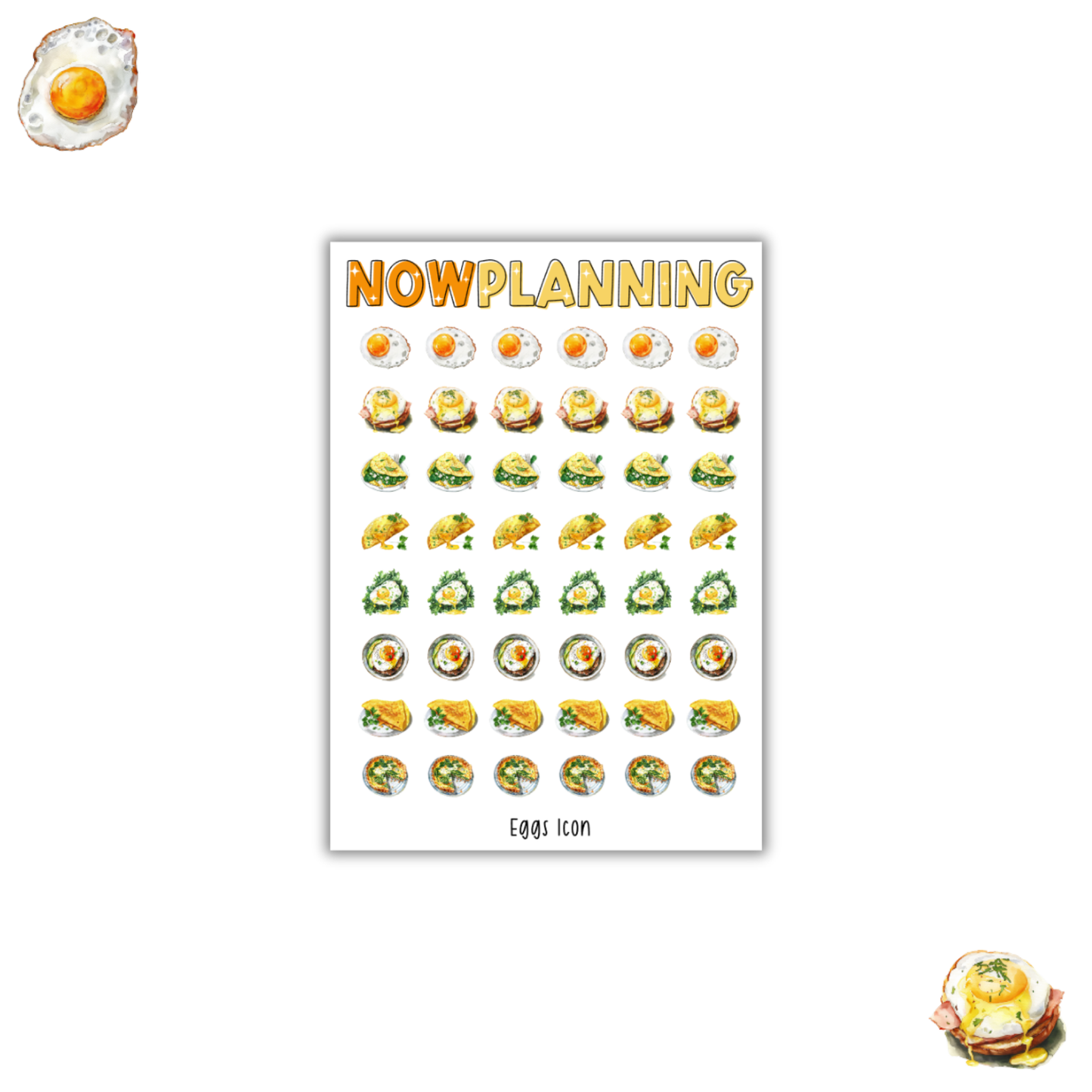 Eggs Sticker Sheet  |  Bullet Journal Stickers, Planner Stickers, Scrapbook Stickers