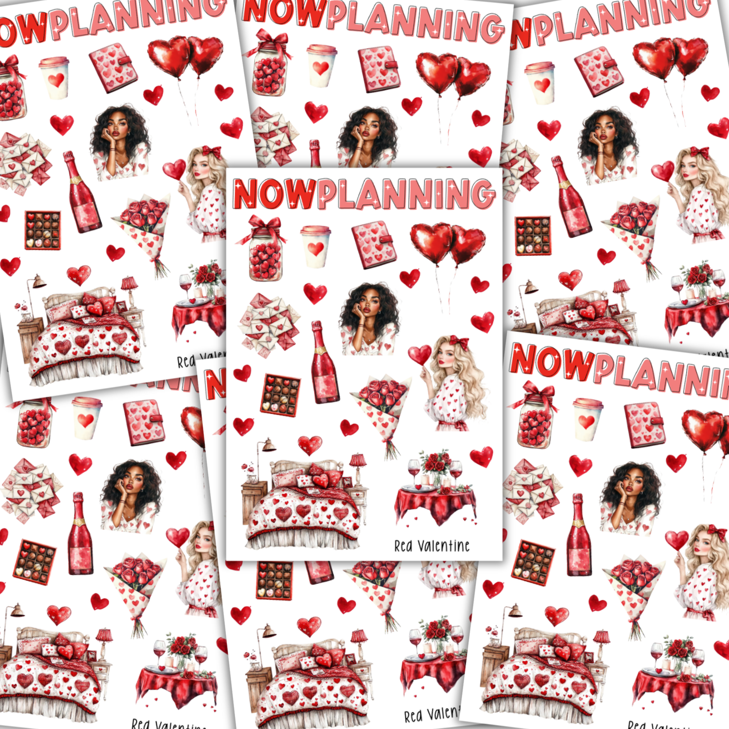 Red Valentine Sticker Sheet | Valentine's Day Stickers |  Journal Stickers, Planner Stickers, Scrapbook Stickers