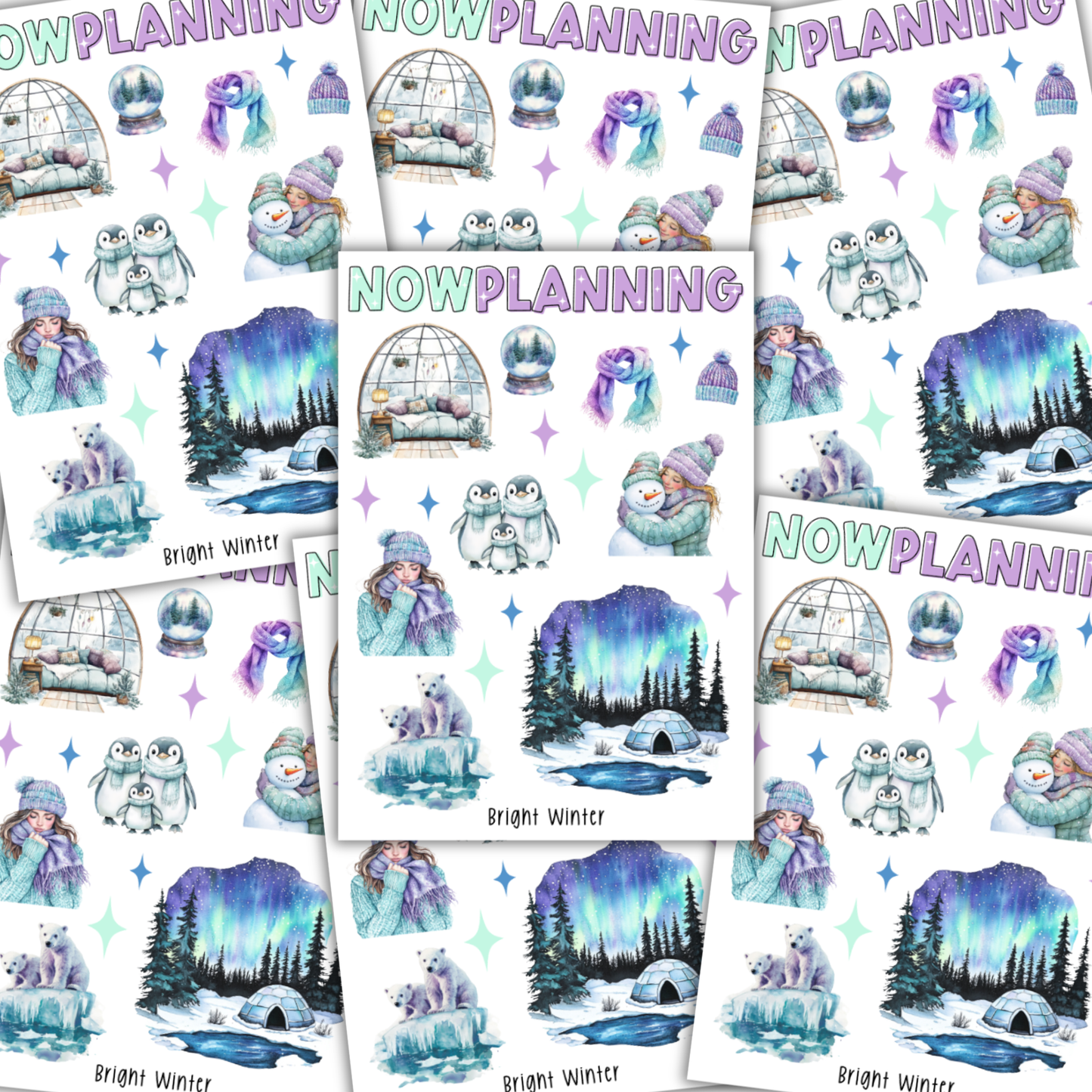Bright Winter Sticker Sheet |  Journal Stickers, Planner Stickers, Scrapbook Stickers