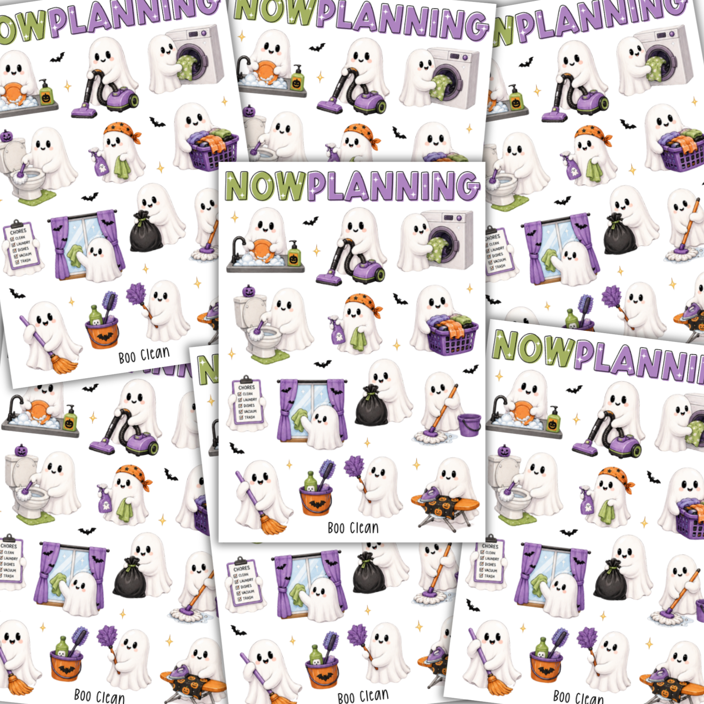 Boo Clean Sticker Sheet |  Halloween Planner Stickers | Cute Spooky Season Sticker Sheet