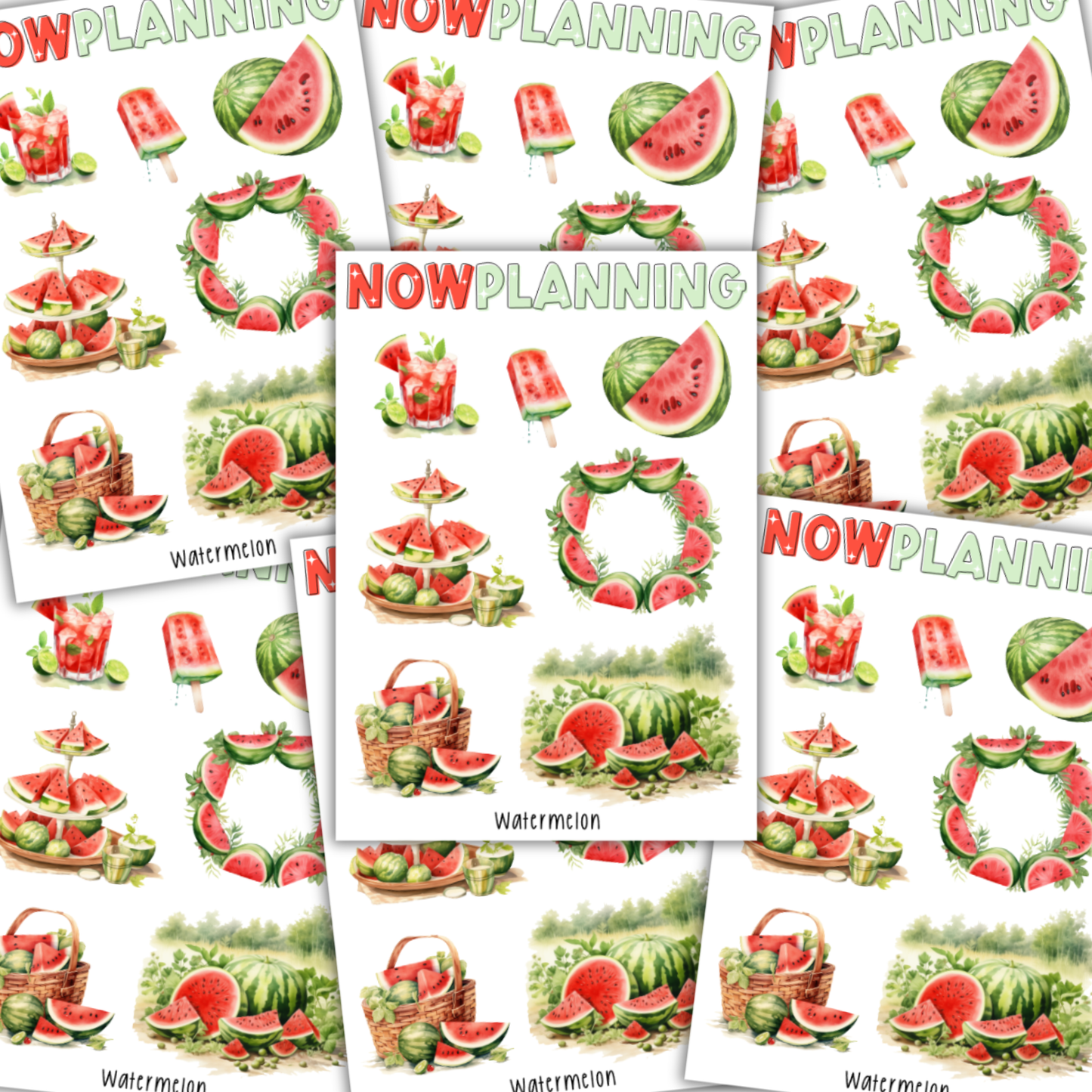 Watermelon Sticker Sheet  |  Bullet Journal Stickers, Planner Stickers, Scrapbook Stickers