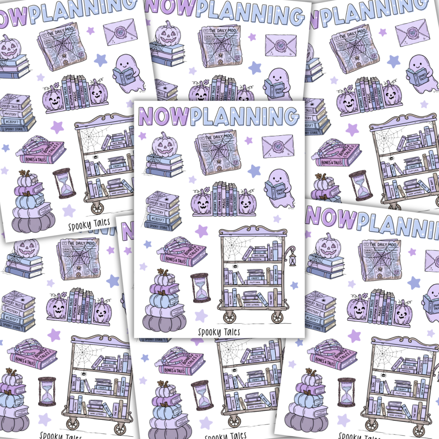 Spooky Tales Sticker Sheet |  Halloween Planner Stickers | Cute Spooky Season Sticker Sheet