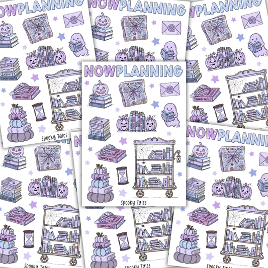 Spooky Tales Sticker Sheet |  Halloween Planner Stickers | Cute Spooky Season Sticker Sheet