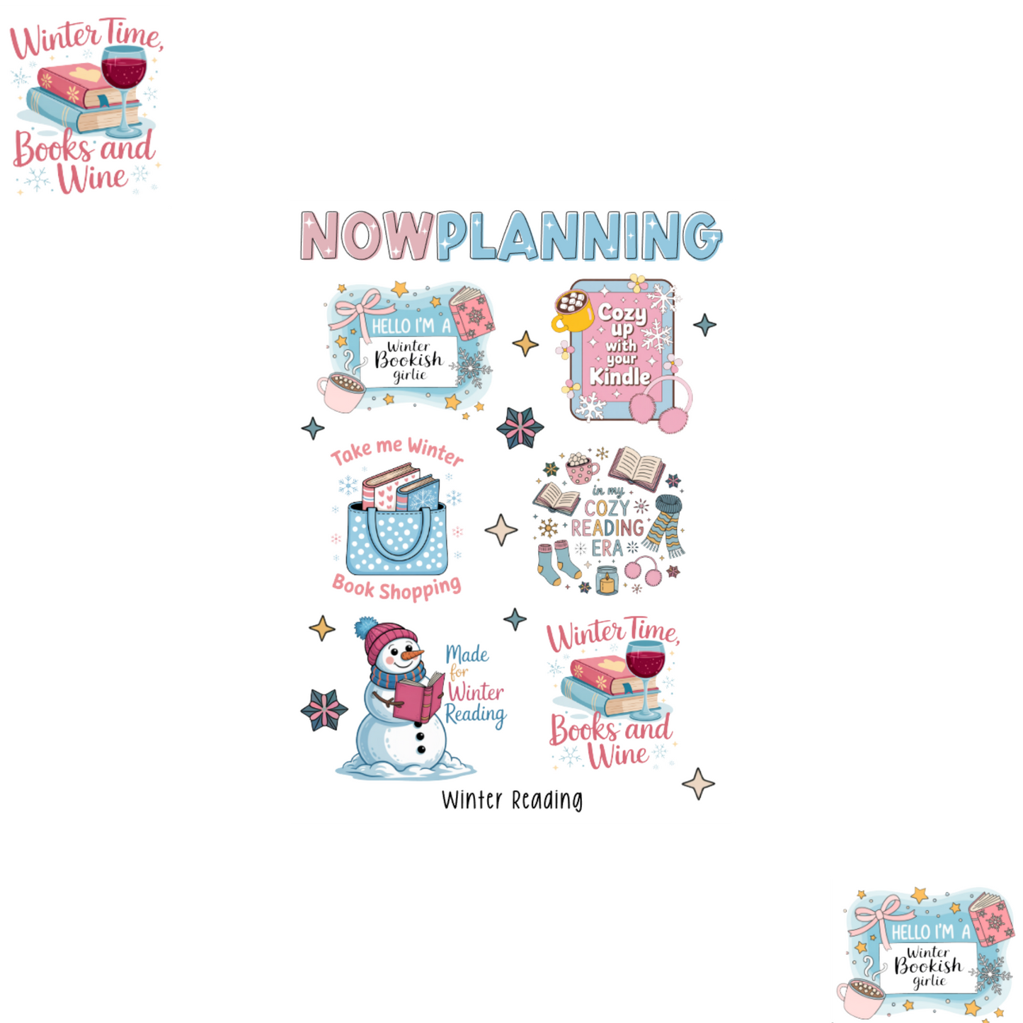 Winter Reading Sticker Sheet |  Journal Stickers, Planner Stickers, Scrapbook Stickers
