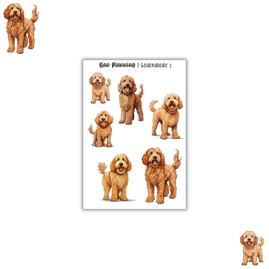 Goldendoodle 2 Sticker Sheet |  Pet Stickers |  Journal Stickers, Planner Stickers, Scrapbook Stickers